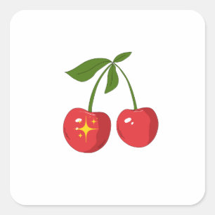CHERRIES QUADRATISCHER AUFKLEBER
