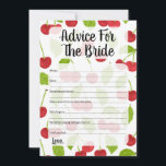 Cherries Ratgeber für die Brautdusche Hinweiskarte<br><div class="desc">Rote Kirschen Bridal Advice Spiel für die Braut zu sein.</div>