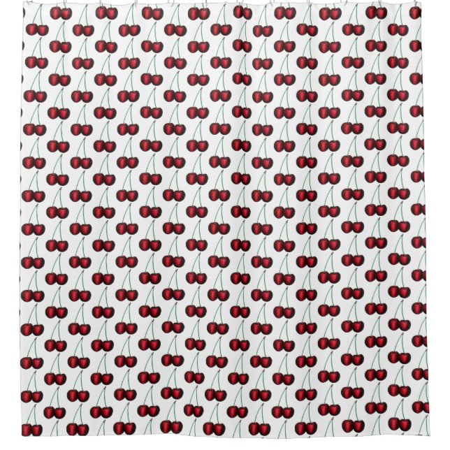 Cherries Ripe Red Cherry Summer Frucht Print Duschvorhang (Vorderseite)