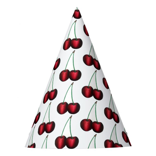 Cherries Ripe Red Cherry Summer Frucht Print Partyhütchen (Vorderseite)