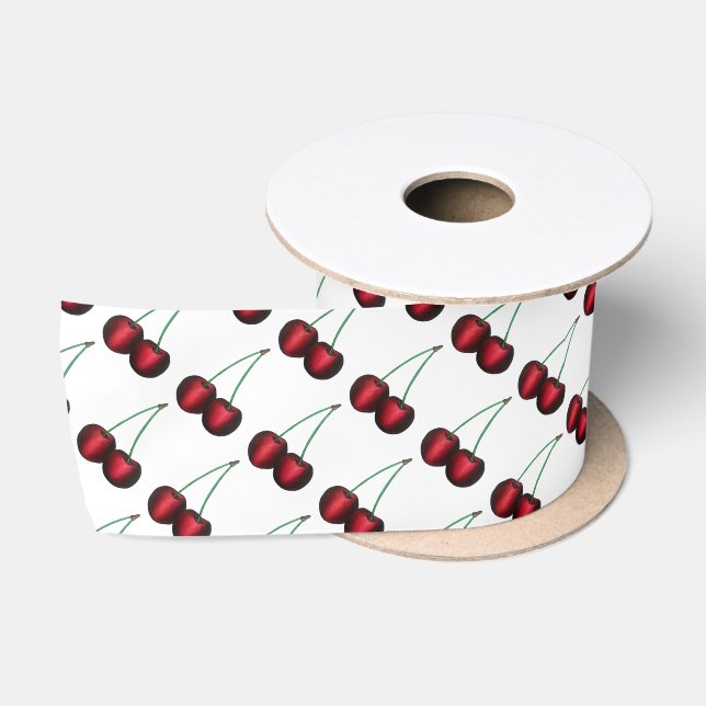 Cherries Ripe Red Cherry Summer Frucht Print Satinband (Spule)