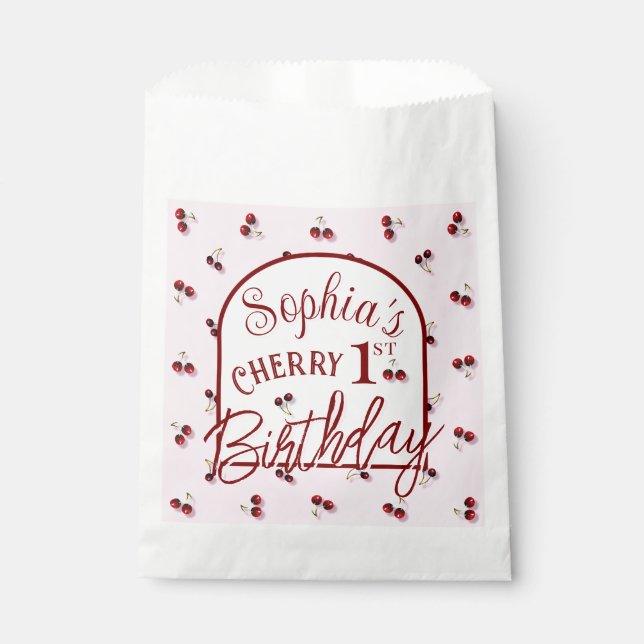 Cherries Theme First Birthday Favor Bags Geschenktütchen (Vorderseite)