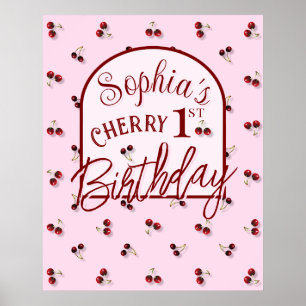 Cherries Theme First Birthday Poster