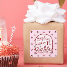 Cherries Theme First Birthday Sticker