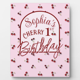 Cherries Theme First Birthday Tabletop Schilder Pl Fotoplatte
