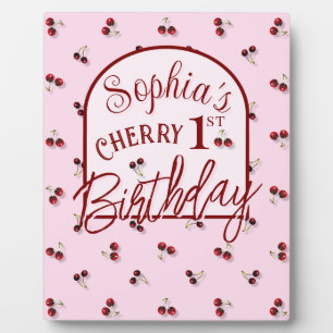Cherries Theme First Birthday Tabletop Schilder Pl Fotoplatte
