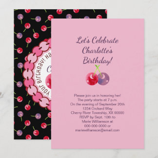 Cherries Wasserfarbe Geburtstag Einladung
