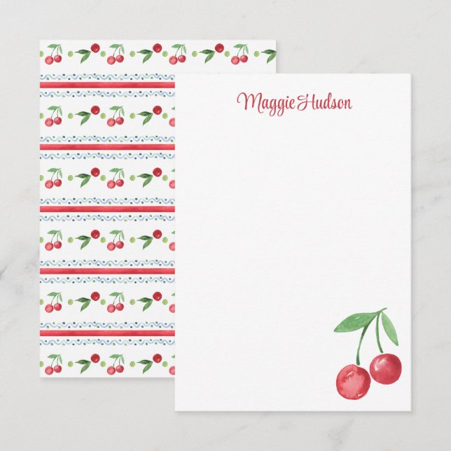 Cherries Watercolor Dankeskarte (Vorne/Hinten)