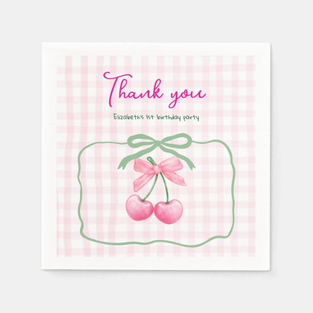 Cherry am ersten Geburtstag Serviette (Vorderseite)