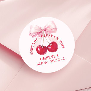 Cherry am oberen Brautparty Runder Aufkleber