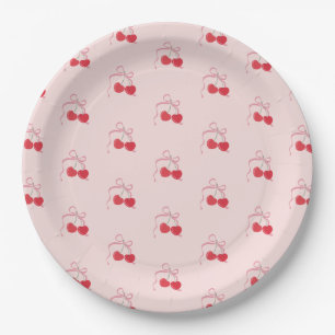 Cherry am oberen rosa Bow Pappteller