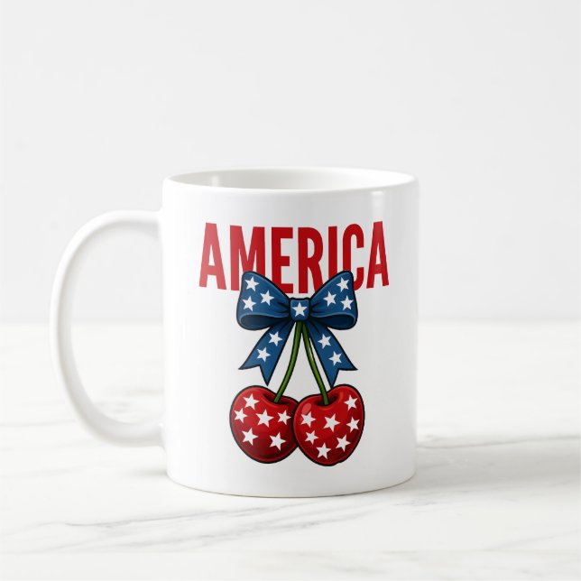Cherry American Flag Coquette 4. Juli Kaffeetasse (Links)