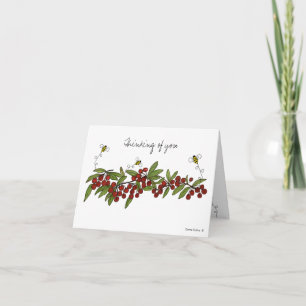 Cherry and Bumble Bee Blank-Karte Karte