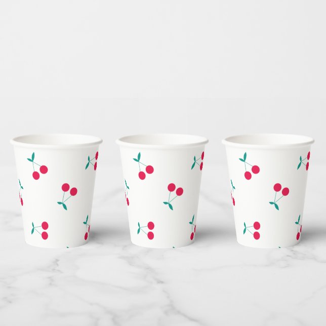 Cherry Ästhetik Cherries Muster White Pappbecher (Multi)