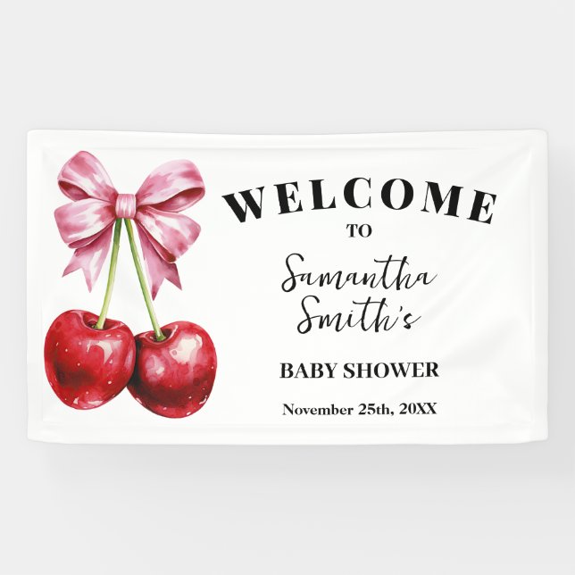 Cherry auf dem Begrüßungs-Baby-Duschbanner Banner (Horizontal)