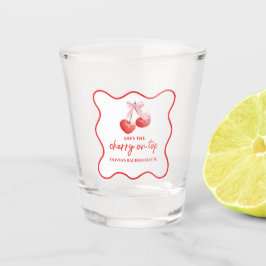 Cherry auf dem rosa Bow Bachelorette Schnapsglas