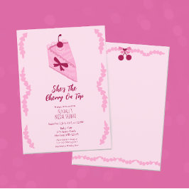 Cherry auf dem rosa Ruffle-Brautparty Einladung