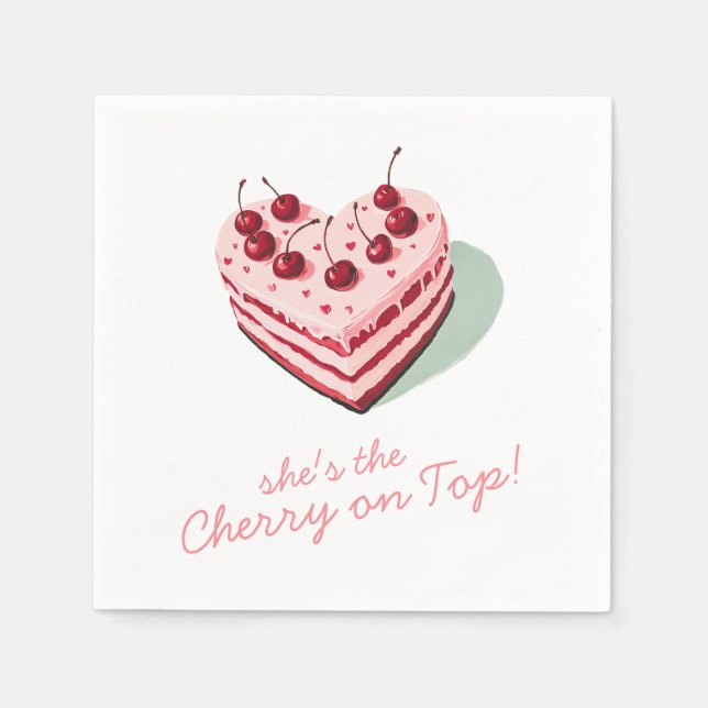 Cherry auf dem rosafarbenen Brautparty Serviette (Vorderseite)