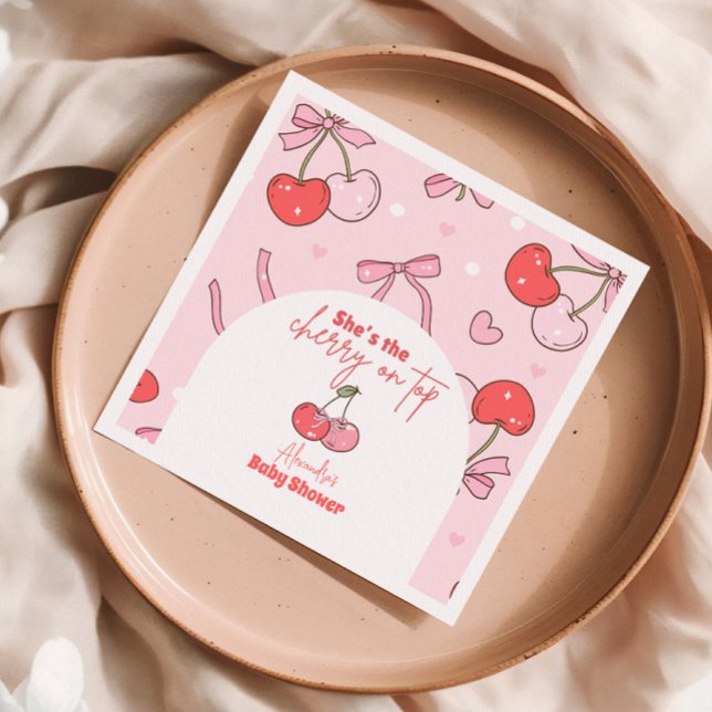 Cherry auf der Babydusche Serviette (Von Creator hochgeladen)