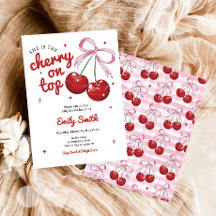 Cherry auf der Coquette Bow Pink Girl Baby Dusche