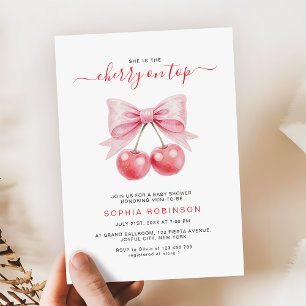 Cherry auf der Coquette Pink Bow Girl Babydusche Einladung