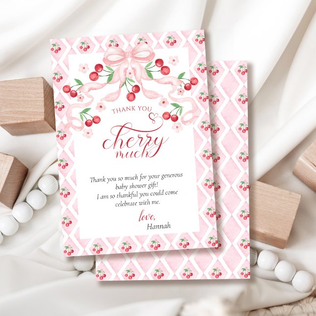 Cherry auf der Top Baby Dusche Dankeskarte (Von Creator hochgeladen)