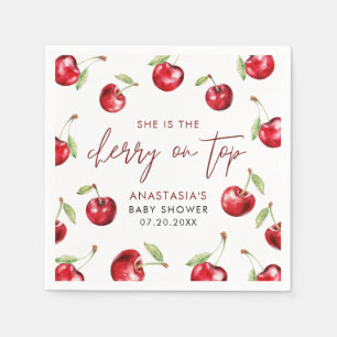 Cherry auf der Top Baby Dusche Serviette