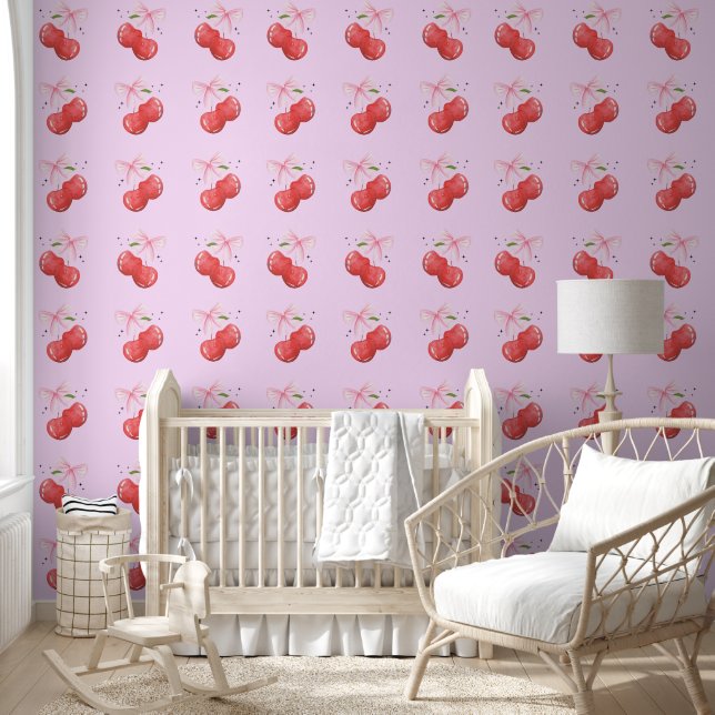Cherry auf der Top French Coquette Bow Pink Tapete (Kinder)