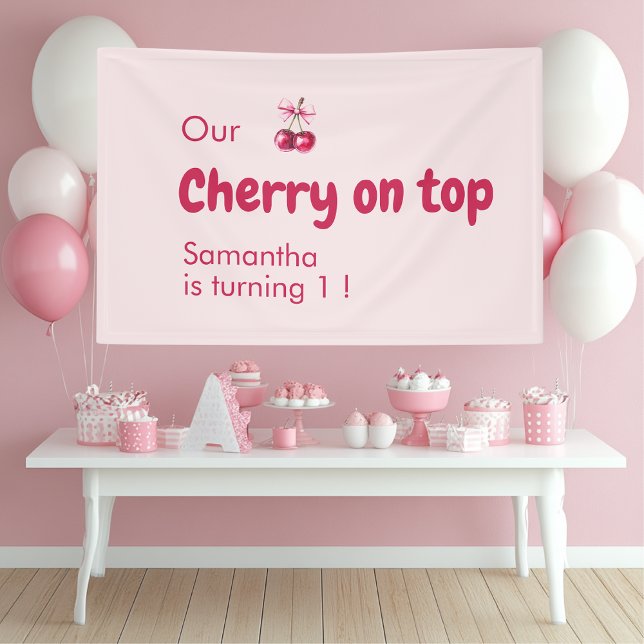 Cherry auf der Top Pink Birthday Party Banner (Von Creator hochgeladen)