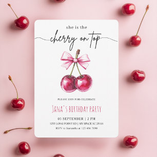 Cherry auf der Top Pink Birthday Party Einladung