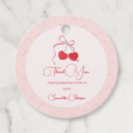 Cherry auf der Top Pink Bow Baby Dusche Geschenkanhänger