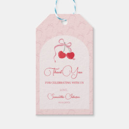 Cherry auf der Top Pink Bow Baby Dusche Geschenkanhänger