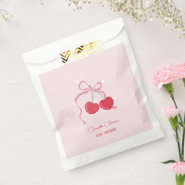 Cherry auf der Top Pink Bow Baby Dusche Geschenktütchen (Versiegelt)