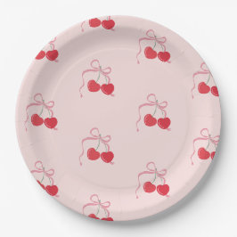 Cherry auf der Top Pink Bow Baby Dusche Pappteller