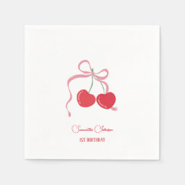 Cherry auf der Top Pink Bow Baby Dusche Serviette