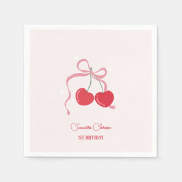 Cherry auf der Top Pink Bow Baby Dusche Serviette
