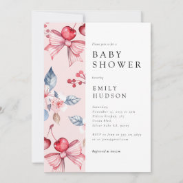 Cherry auf der Top Pink Bow Coquette Babydusche Einladung
