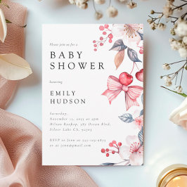 Cherry auf der Top Pink Bow Coquette Babydusche Einladung