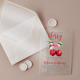 Cherry auf der Top Pink Bow Girl Baby Dusche Acryleinladungen