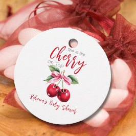 Cherry auf der Top Pink Bow Girl Baby Dusche Geschenkanhänger