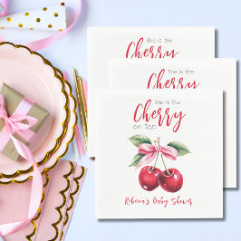 Cherry auf der Top Pink Bow Girl Baby Dusche Serviette