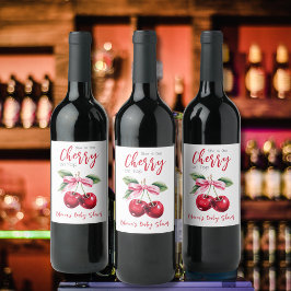 Cherry auf der Top Pink Bow Girl Baby Dusche Weinetikett