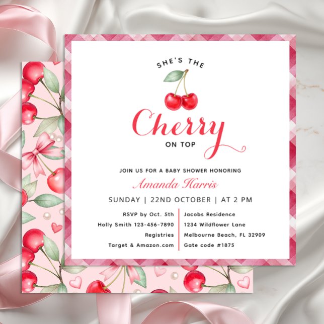 Cherry auf Top Baby Dusche Einladung (Cherry on top invitation)