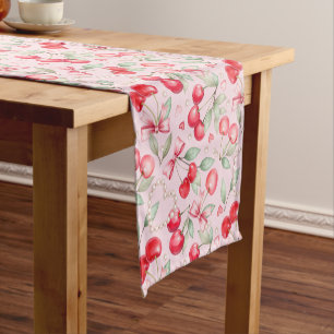 Cherry auf Top Baby Dusche Pink Coquette Kurzer Tischläufer