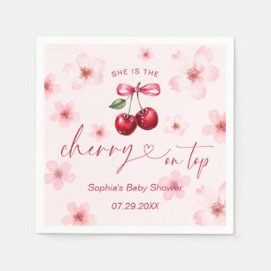 Cherry auf Top Baby Dusche rosa Kirschblossom Serviette