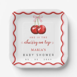 Cherry auf Top Coquette Pink Bow Girl Babydusche Pappteller