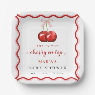 Cherry auf Top Coquette Pink Bow Girl Babydusche Pappteller