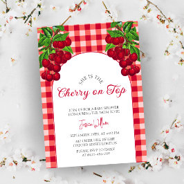 Cherry auf Top Fall Gingham Kariert Baby Shower Einladung