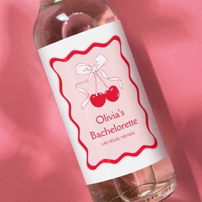 Cherry auf Top Junggeselinnen-Abschied Mini Champa Weinetikett (Von Creator hochgeladen)