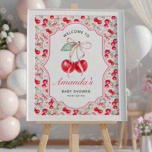 Cherry Baby Dusche Begrüßungsschild Poster